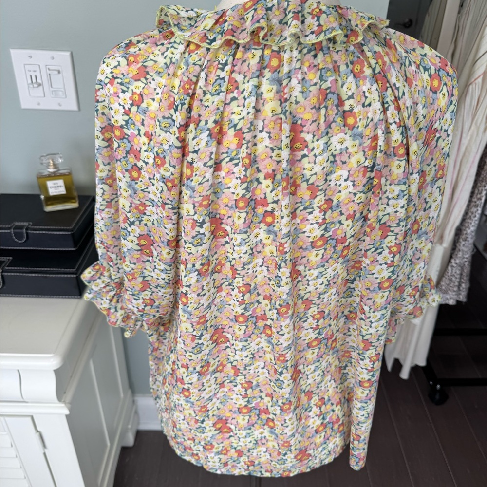 MELLODAY Multicolor Floral Ruffle Top - Picture 2 of 14